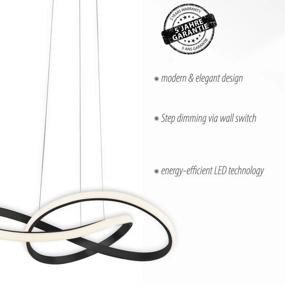 JUST LIGHT. GmbH LED-hengelampe Maria, 3-trinns dimbar, svart Online