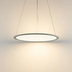 Deko-Light LED-hengelampe PANEL, grå, Ø 63 cm, metall, CCT, dimbar, 50 W| Butikkbelysning