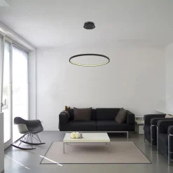 Globo LED-hengelampe Ralph, 1 lyskilde, svart, Ø 60 cm| Led-Innendørs