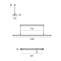 Performance in Lighting LED-hengelampe Small Line, sensor, 126 cm, hvit| Butikkbelysning