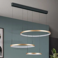 ORION LED-hengelampe Sphere, 3 lyskilder, svart/gull Best