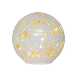 STAR TRADING LED-kulelampe Merry X-Mas Ø 15 cm hvitt glass batteridrevet Outlet