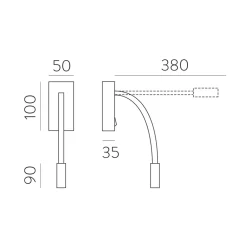 ACB ILUMINACIÓN LED-leselampe Cio, bryter, flexarm, 930, svart Sale
