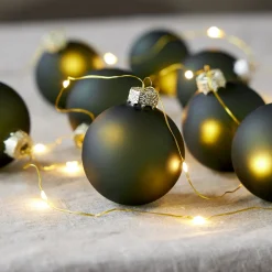 STAR TRADING LED-lyslenker Bliss, mørkegrønn, glass, 8 lyskilder, batteri