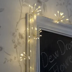 STAR TRADING LED-lyslenker Dew Drop Flower, sølv, 140 cm, batteri Online