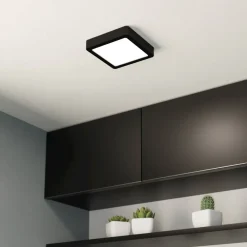 EGLO LED-panel for utenpåliggende montering Fueva 5 IP20 830 svart 16x16cm Best