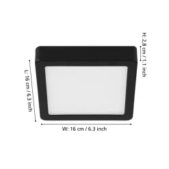 EGLO LED-panel for utenpåliggende montering Fueva 5 IP20 830 svart 16x16cm Best
