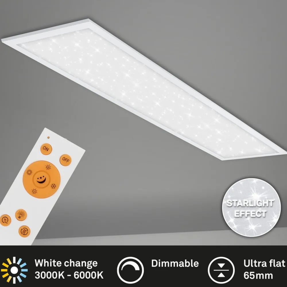 Briloner LED-panel Pallas, hvit, dimbar, CCT, 119,5x29,5 cm| Butikkbelysning