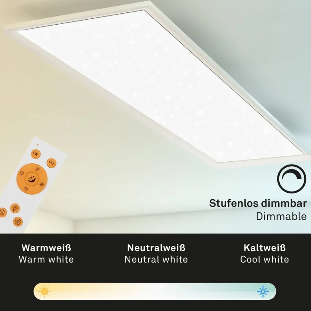 Briloner LED-panel Pallas, hvit, dimbar, CCT, 119,5x29,5 cm| Butikkbelysning