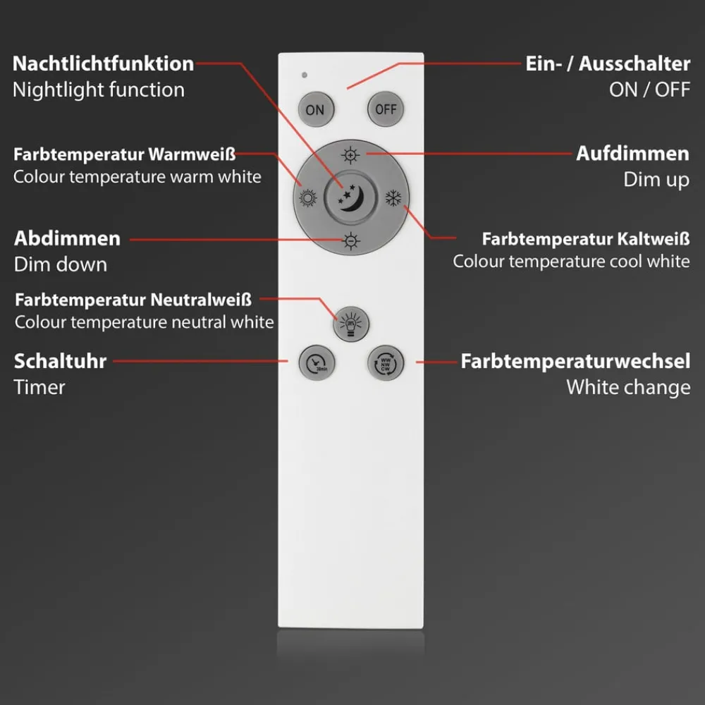 Briloner LED-panel Piatto CCT fjernkontroll, rund, hvit| Butikkbelysning