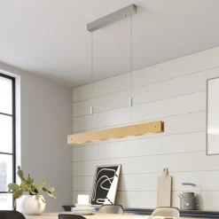 Lucande LED-pendellampe Karinja i tre med dimmer, natur