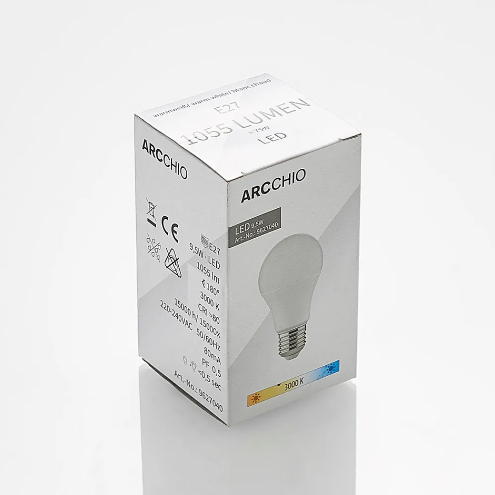 Arcchio LED-pære E27 A60 9,5W 3 000 K opal 6 stk Outlet