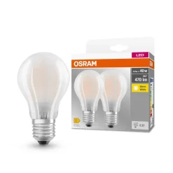 OSRAM LED-pære E27 4W 827 Classic A GLFR matt 2 stk| E27 Pærer
