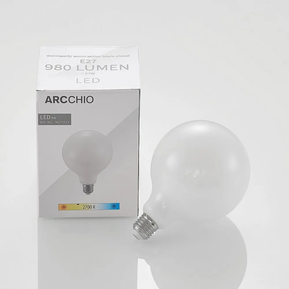 Arcchio LED-pære E27 8W 2 700 K G125 dimbar opal 2stk| Dimbar Led-Pære|Dimbar Led-Pære