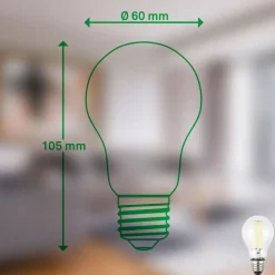 Briloner LED-pære E27 5W klar 3000K 1055 lm energiklasse A 2er| Filament Pærer|Filament Pærer