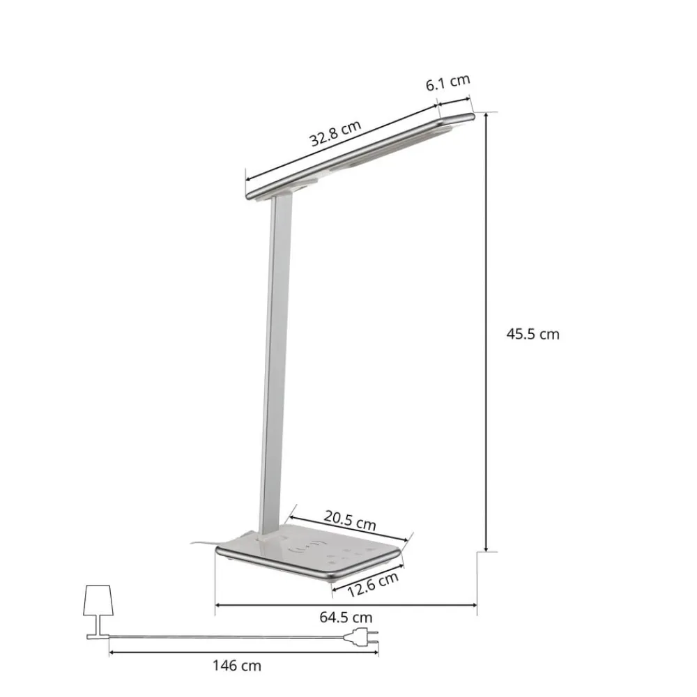 Aluminor LED-skrivebordslampe Orbit med induksjon sølv Best