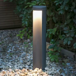 FARO BARCELONA LED-sokkellampe Chandra, mørk grå, aluminium, høyde 45 cm| Sokkellamper