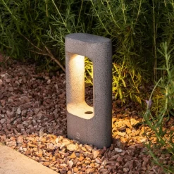 FARO BARCELONA LED-sokkellampe Totem, grå, betong, høyde 28,5 cm| Sokkellamper