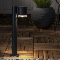 STAR TRADING LED-sokkellampe Wien, svart, metall, høyde 50 cm Discount