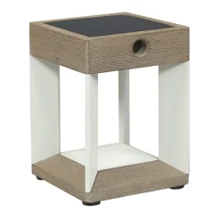 Les Jardins LED-solbordlampe Teckalu, hvit/tre lys| Solcellelamper