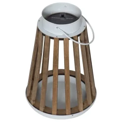 STAR TRADING LED-solcelle-bordlampe Catania av bjørketre| Solcellelamper