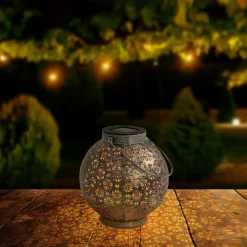 Näve LED-solcellelampe 52854, sølv, metall, 20 cm, IP44, sett med 2 stk Hot