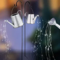 Globo LED-solcellelampe 33652, sølv, vannkanne, jordspyd, metall| Dekorasjonsbelysning|Solcellelamper