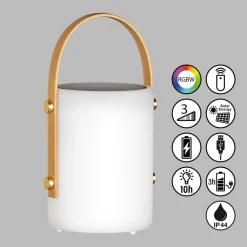 FH Lighting LED-solcellelampe Bari, batteri og fjernkontroll New