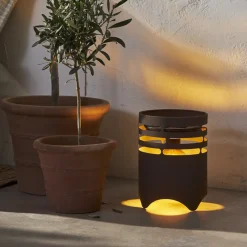 STAR TRADING LED-solcellelampe Marron, høyde 25 cm, brun, metall, USB-C Best