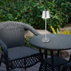 Globo LED-solcellelampe, metall, sølvfarget, høyde 41 cm, IP44| Solcellelamper