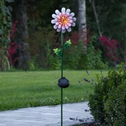 STAR TRADING LED-solcellelampe Pink Daisy i blomsterform| Dekorasjonsbelysning|Solcellelamper