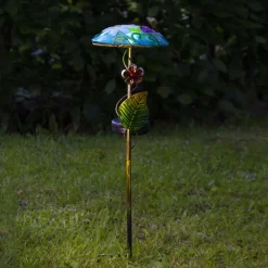 STAR TRADING LED-solcellelampe Salona med dekor, blå/grønn| Dekorasjonsbelysning|Solcellelamper