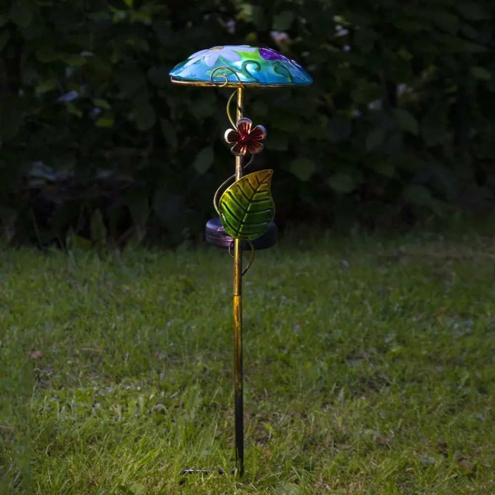 STAR TRADING LED-solcellelampe Salona med dekor, blå/grønn| Dekorasjonsbelysning|Solcellelamper