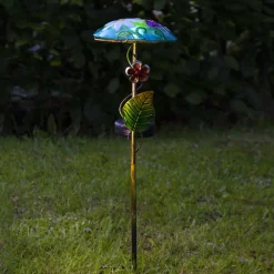 STAR TRADING LED-solcellelampe Salona med dekor, blå/grønn| Dekorasjonsbelysning|Solcellelamper