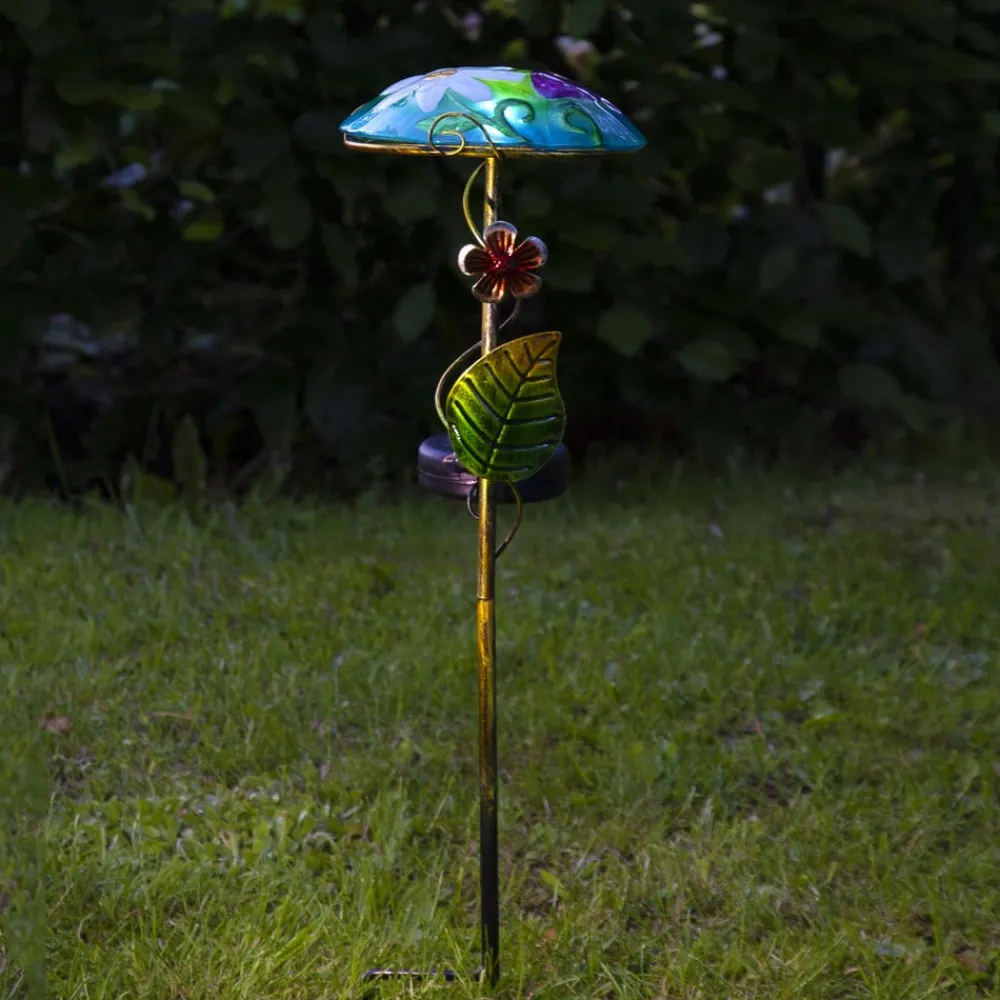 STAR TRADING LED-solcellelampe Salona med dekor, blå/grønn| Dekorasjonsbelysning|Solcellelamper