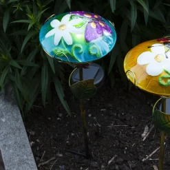 STAR TRADING LED-solcellelampe Salona med dekor, blå/grønn| Dekorasjonsbelysning|Solcellelamper