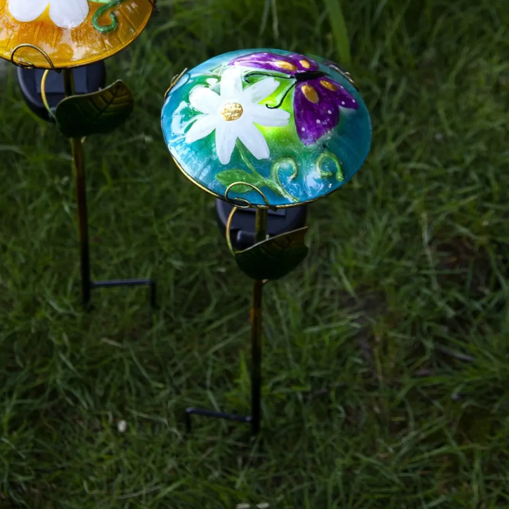 STAR TRADING LED-solcellelampe Salona med dekor, blå/grønn| Dekorasjonsbelysning|Solcellelamper