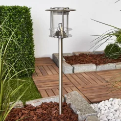 Lindby LED-solcellelampe Sumaya, stål, 65 cm høy, jordspyd Outlet