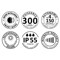 Les Jardins LED-solcellelampe Tinka, 52 cm høy, grå