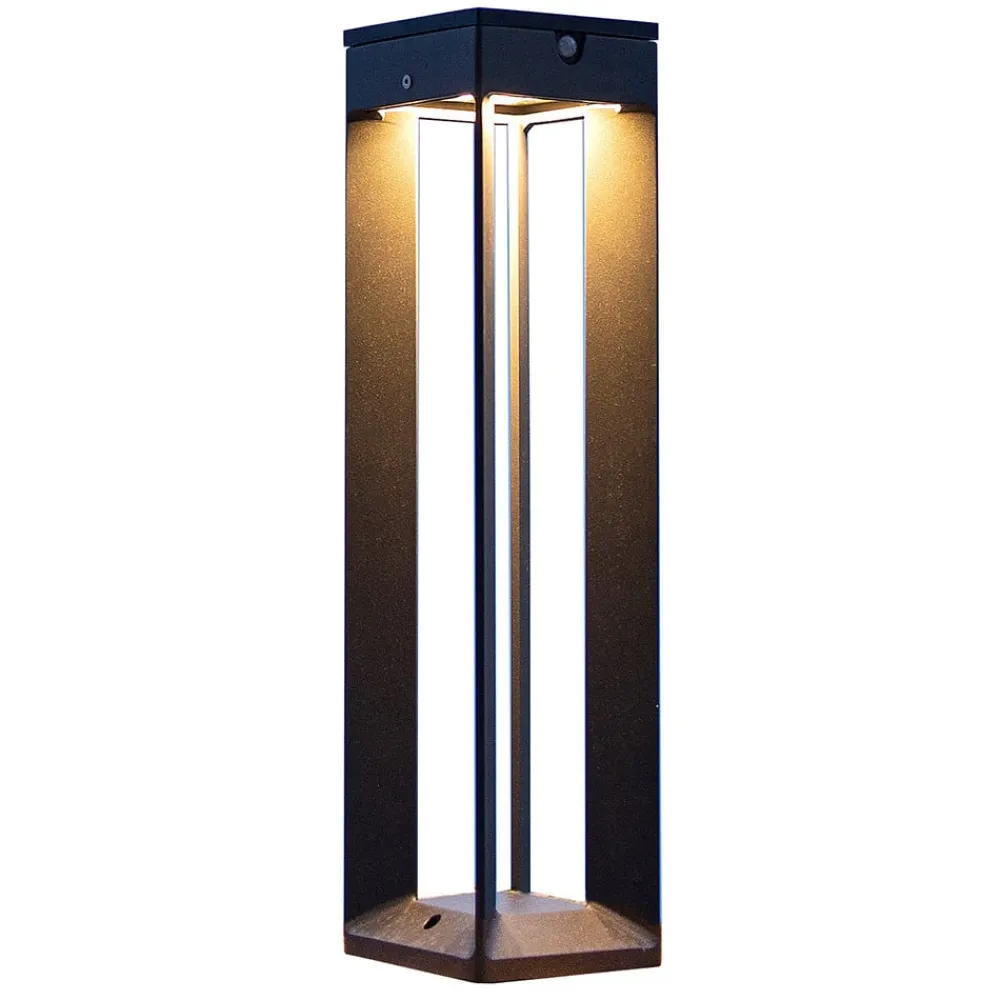 Les Jardins LED-solcellelykt Borne med sensor, 45 cm, grå| Solcellelamper Med Sensor|Utebelysning Med Sensor