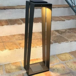 Les Jardins LED-solcellelykt Skaal av aluminium, 70 cm, grå| Solcellelamper Med Sensor|Utebelysning Med Sensor