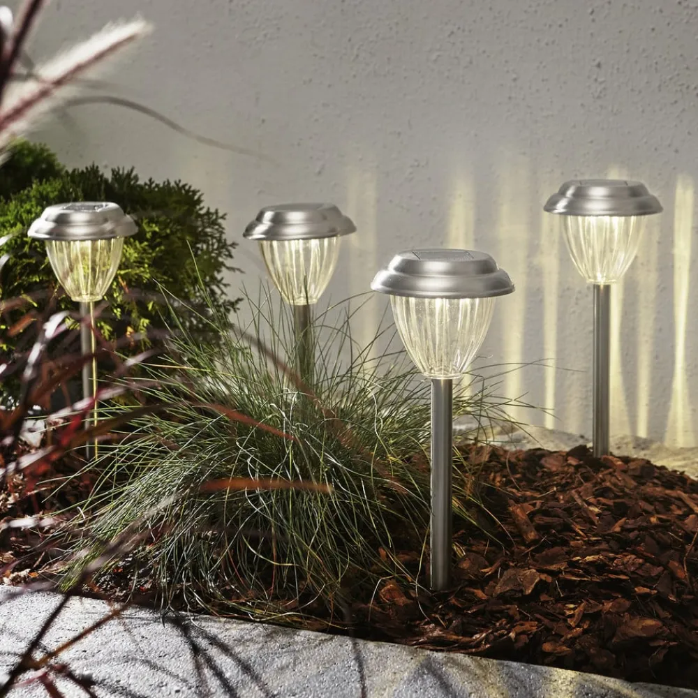 STAR TRADING LED-solcelle-sokkellampe Palma i 4-pk| Solcellelamper
