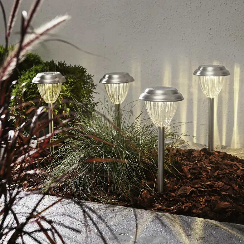 STAR TRADING LED-solcelle-sokkellampe Palma i 4-pk| Solcellelamper