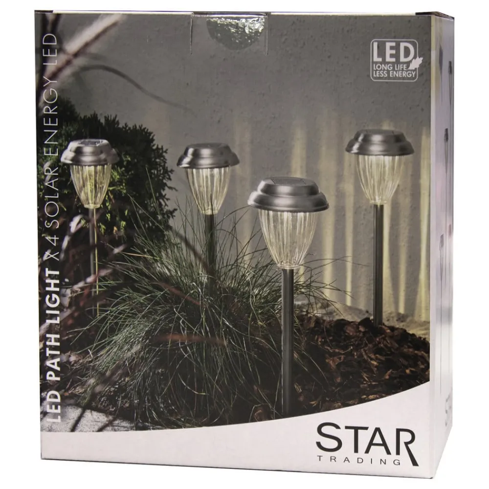 STAR TRADING LED-solcelle-sokkellampe Palma i 4-pk| Solcellelamper