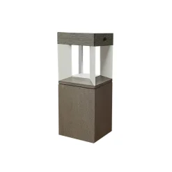 Les Jardins LED-solcellesokkellampe Teckalu sensor teak/ hvit| Solcellelamper Med Sensor|Utebelysning Med Sensor