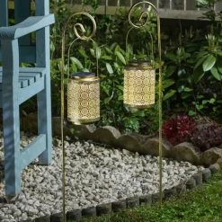 SMART GARDEN LED-solenergi jordspyd Rabat, sett med 2 stk, gull, 86 cm, IP44 New