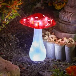 SMART GARDEN LED-solenergi-jordspyd Magic Mushroom, sett med 3, rød/hvit, IP44 Clearance