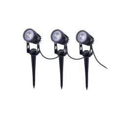 Näve LED-spot med jordspyd SPOTI, svart, sett med 3, IP44| Solcellelamper|Utespotter