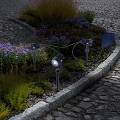 Näve LED-spot med jordspyd SPOTI, svart, sett med 3, IP44| Solcellelamper|Utespotter