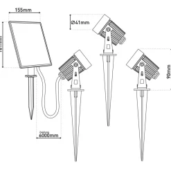 Näve LED-spot med jordspyd SPOTI, svart, sett med 3, IP44| Solcellelamper|Utespotter